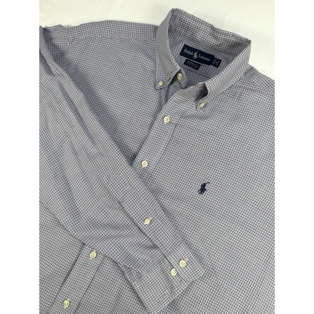 Polo Ralph Lauren Men's Button Down 16 34/35 Tattersall Plaid Cotton Dress Shirt